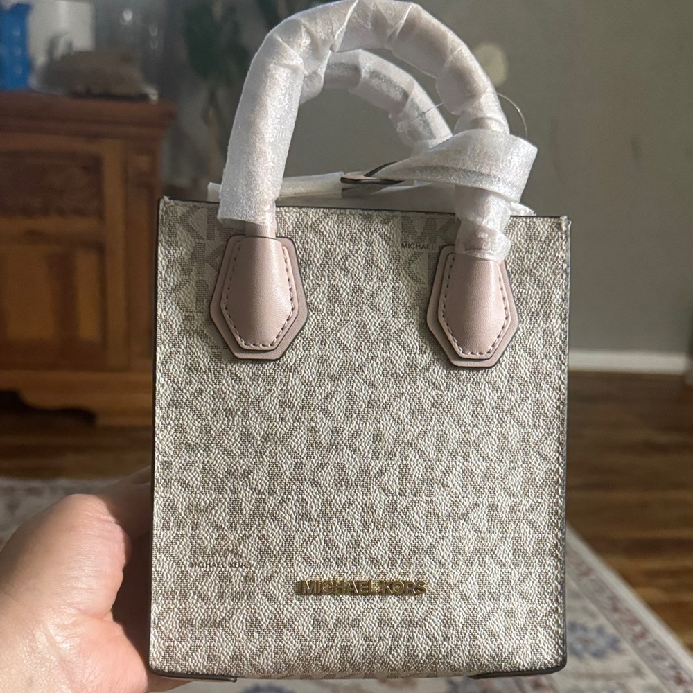 Michael Kors Beige and Blush Signature Mini Tote